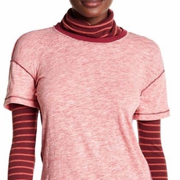 FREE PEOPLE NWOT Mixed Media Piper Two-Fer Tee XS - Picture 5 of 8